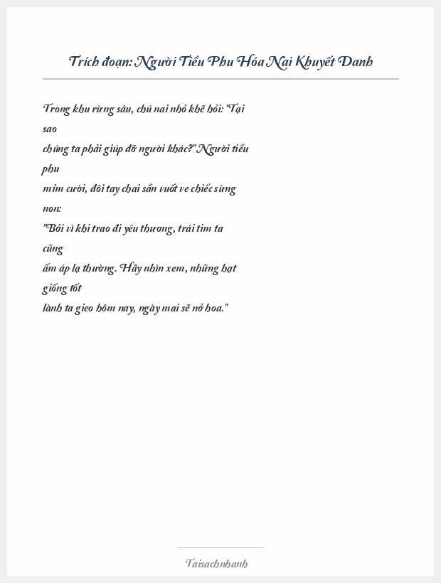 Trích đoạn Người Tiều Phu Hóa Nai Khuyết Danh