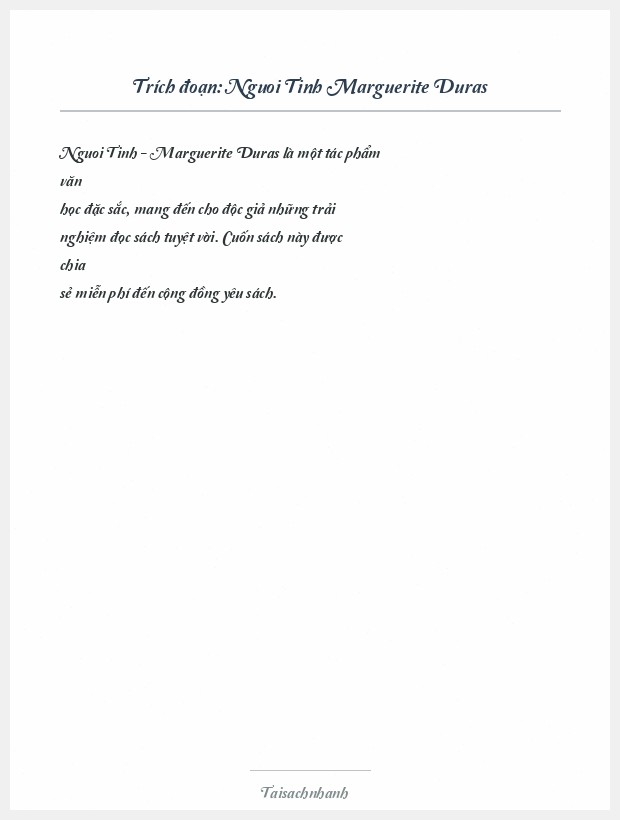 Trích đoạn Nguoi Tinh Marguerite Duras