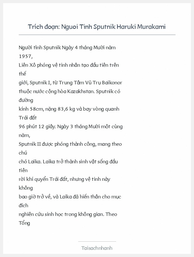 Trích đoạn Nguoi Tinh Sputnik Haruki Murakami