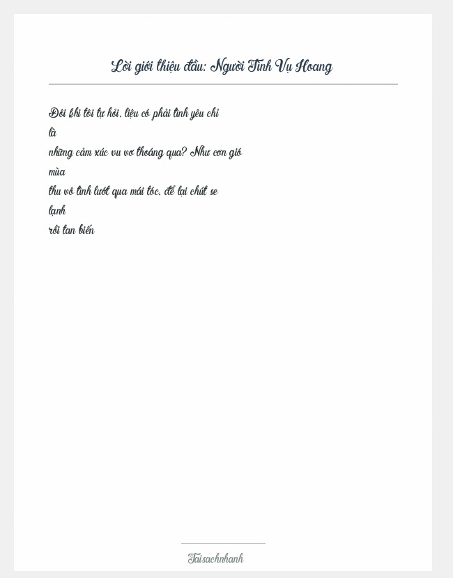 Trích đoạn Người Tình Vụ Hoang