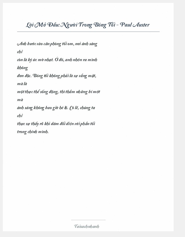 Trích đoạn Người Trong Bóng Tối - Paul Auster