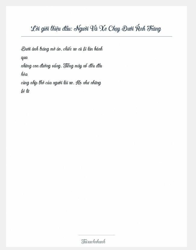 Trích đoạn Người Và Xe Chạy Dưới Ánh Trăng