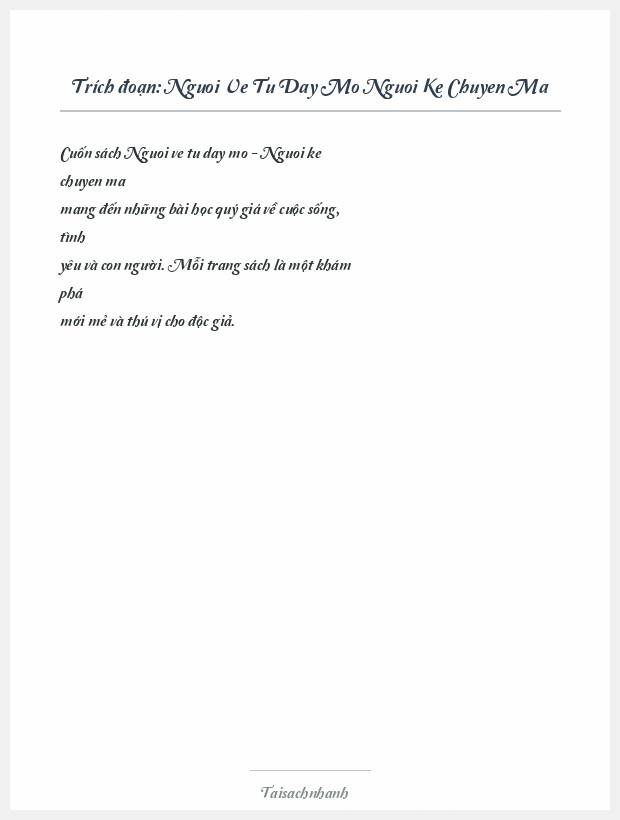 Trích đoạn Nguoi Ve Tu Day Mo Nguoi Ke Chuyen Ma