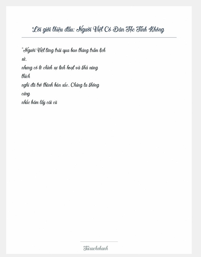 Trích đoạn Người Việt Có Dân Tộc Tính Không