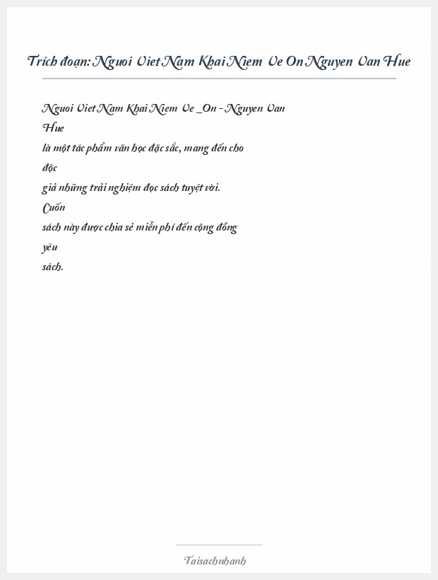 Trích đoạn Nguoi Viet Nam Khai Niem Ve On Nguyen Van Hue
