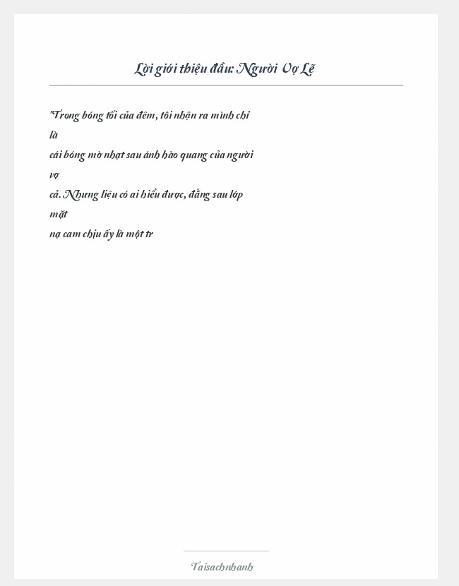 Trích đoạn Người Vợ Lẽ