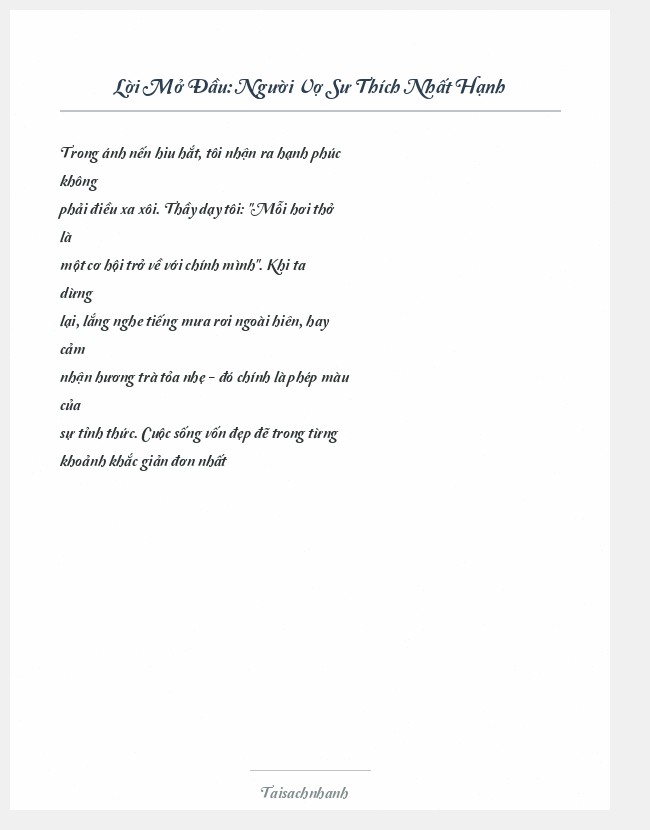 Trích đoạn Người Vợ Sư Thích Nhất Hạnh