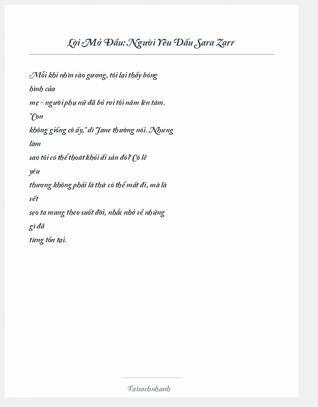 Trích đoạn Người Yêu Dấu Sara Zarr