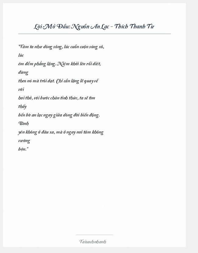 Trích đoạn Nguồn An Lạc - Thích Thanh Từ