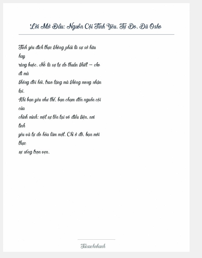 Trích đoạn Nguồn Cội Tình Yêu, Tự Do, Dũ Osho