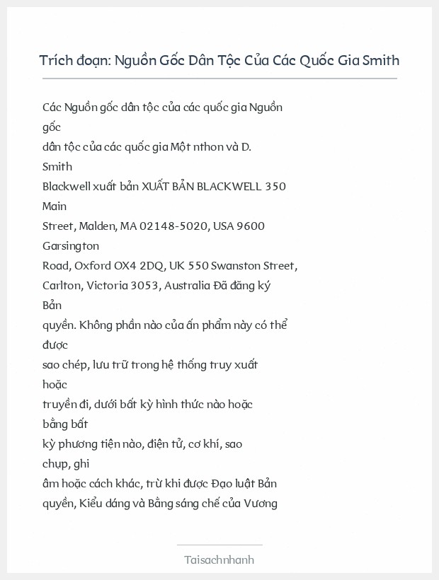Trích đoạn Nguồn Gốc Dân Tộc Của Các Quốc Gia Smith