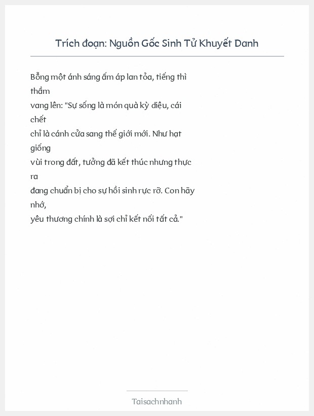 Trích đoạn Nguồn Gốc Sinh Tử Khuyết Danh