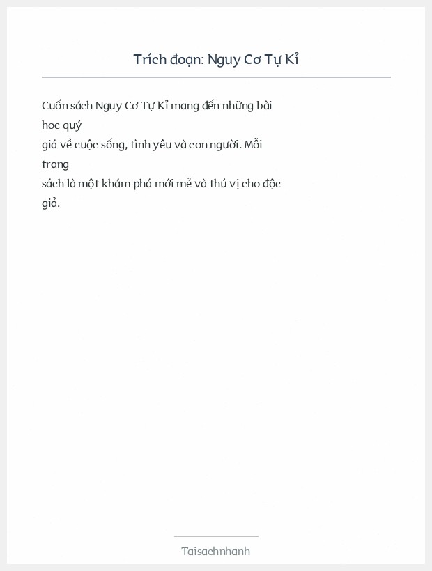 Trích đoạn Nguy Cơ Tự Kỉ