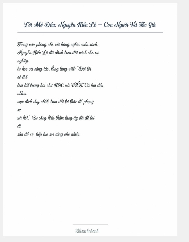Trích đoạn Nguyễn Hiến Lê - Con Người Và Tác Giả