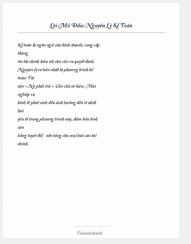 Trích đoạn Nguyên Lý Kế Toán