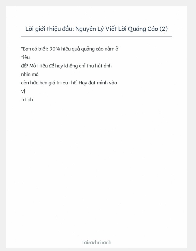 Trích đoạn Nguyên Lý Viết Lời Quảng Cáo (2)