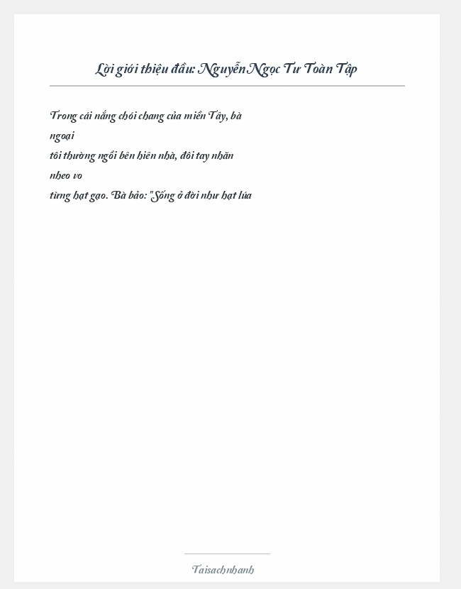 Trích đoạn Nguyễn Ngọc Tư Toàn Tập