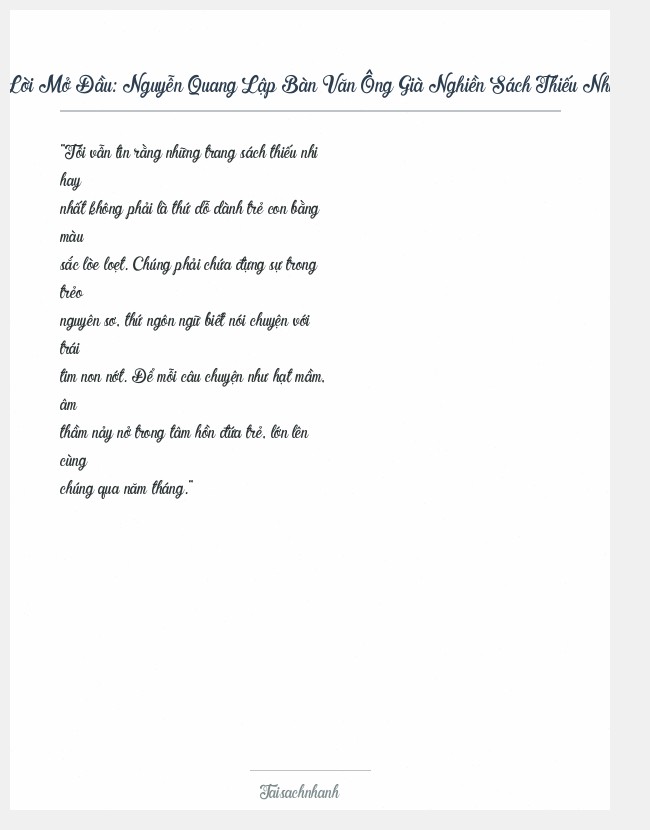 Trích đoạn Nguyễn Quang Lập Bàn Văn Ông Già Nghiền Sách Thiếu Nhi