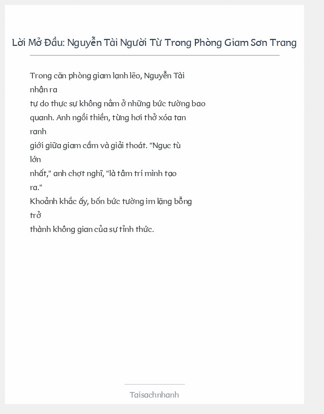 Trích đoạn Nguyễn Tài Người Từ Trong Phòng Giam Sơn Trang