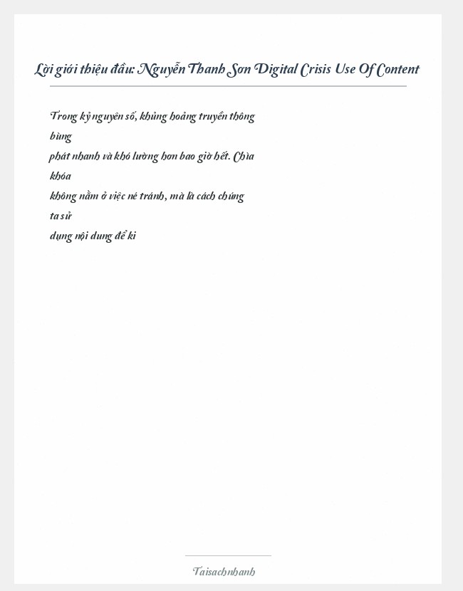 Trích đoạn Nguyễn Thanh Sơn Digital Crisis Use Of Content