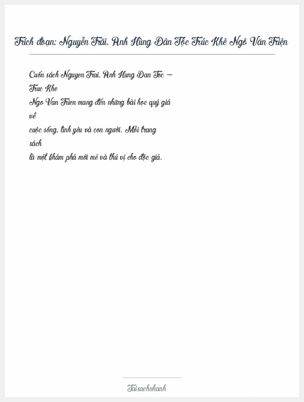 Trích đoạn Nguyễn Trãi, Anh Hùng Dân Tộc Trúc Khê Ngô Văn Triện