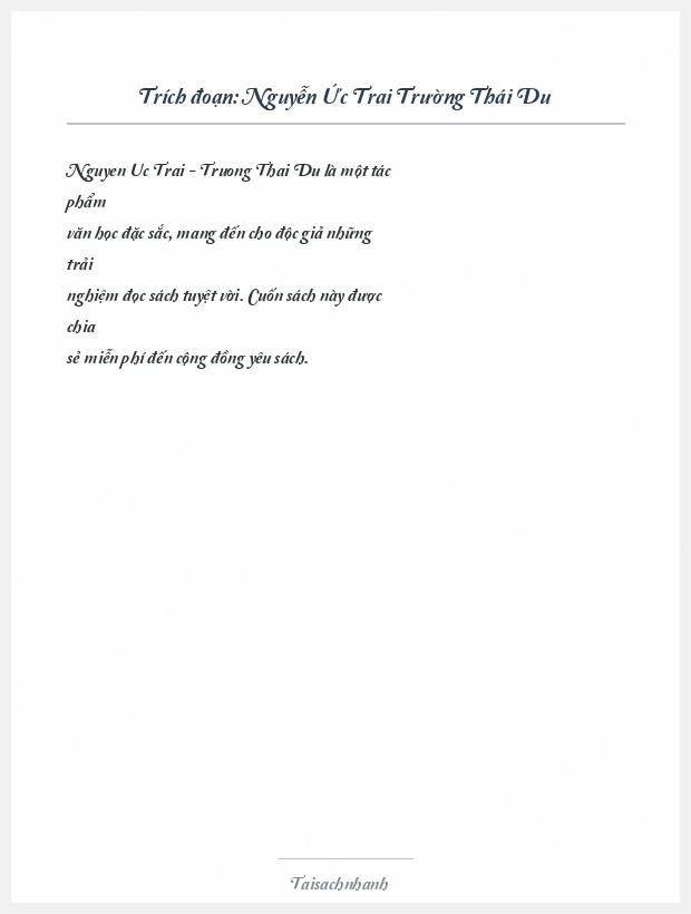 Trích đoạn Nguyễn Ức Trai Trường Thái Du