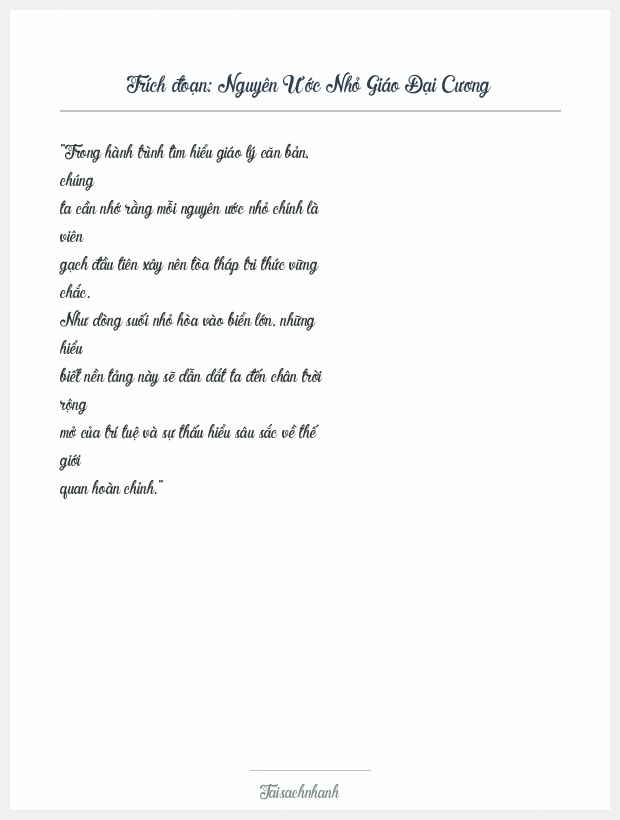 Trích đoạn Nguyên Ước Nhỏ Giáo Đại Cương