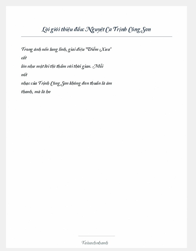 Trích đoạn Nguyệt Ca Trịnh Công Sơn