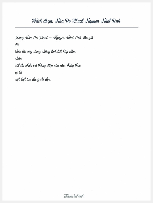 Trích đoạn Nha Ao Thuat Nguyen Nhat Anh