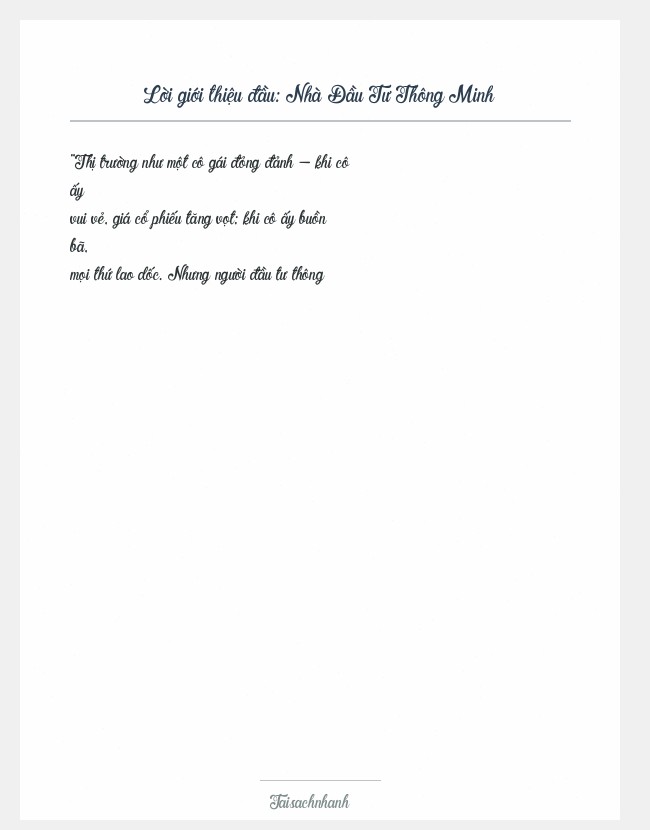 Trích đoạn Nhà Đầu Tư Thông Minh