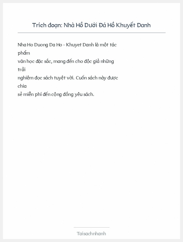 Trích đoạn Nhà Hồ Dưới Đá Hồ Khuyết Danh