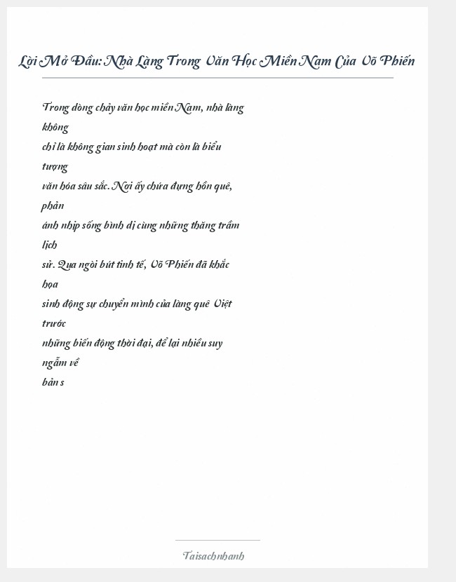Trích đoạn Nhà Làng Trong Văn Học Miền Nam Của Võ Phiến