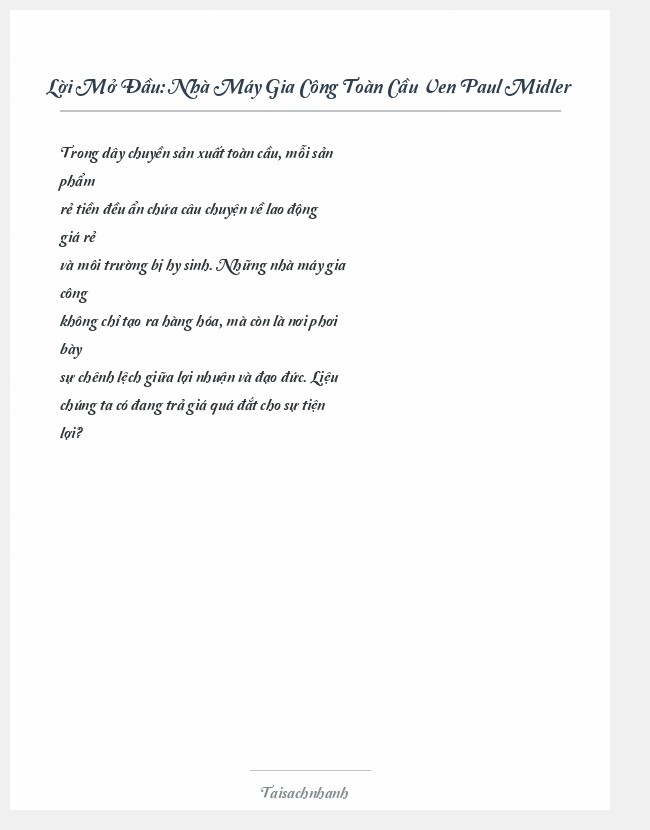 Trích đoạn Nhà Máy Gia Công Toàn Cầu Ven Paul Midler