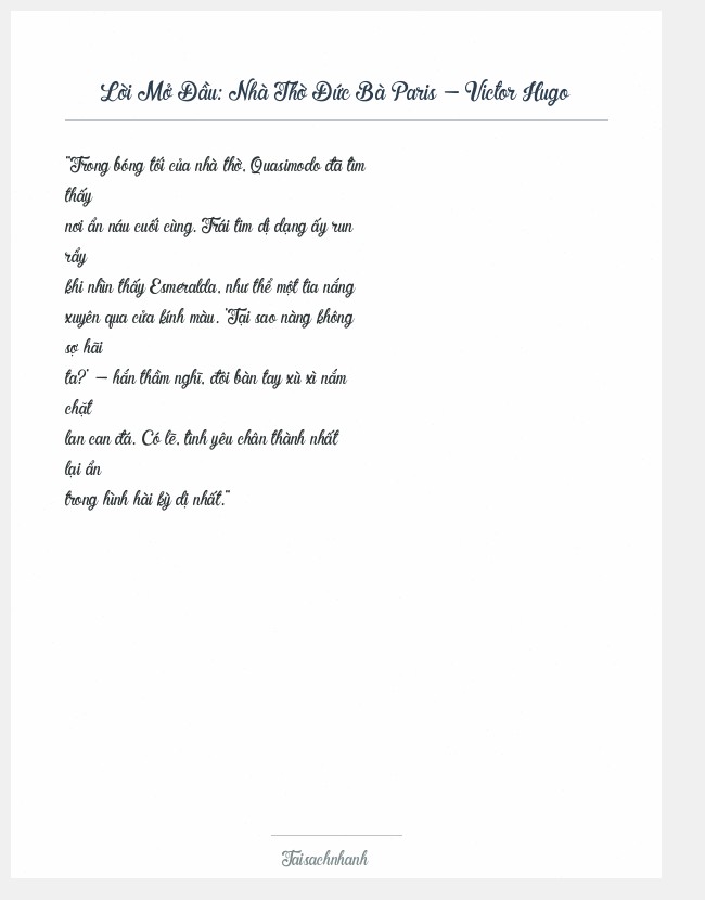Trích đoạn Nhà Thờ Đức Bà Paris - Victor Hugo