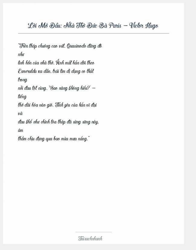 Trích đoạn Nhà Thờ Đức Bà Paris - Victor Hugo