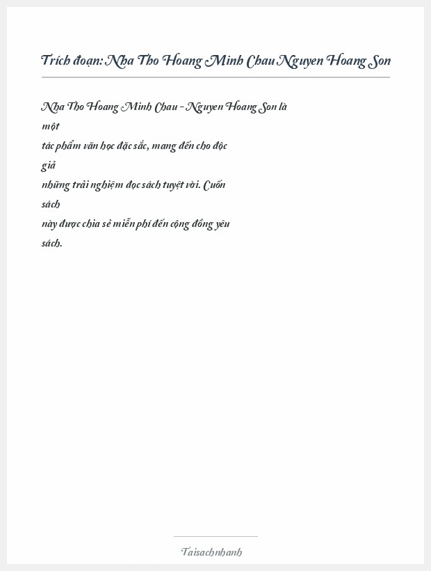 Trích đoạn Nha Tho Hoang Minh Chau Nguyen Hoang Son