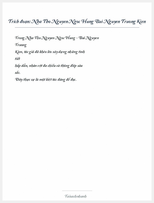 Trích đoạn Nha Tho Nguyen Ngoc Hung Bui Nguyen Truong Kien