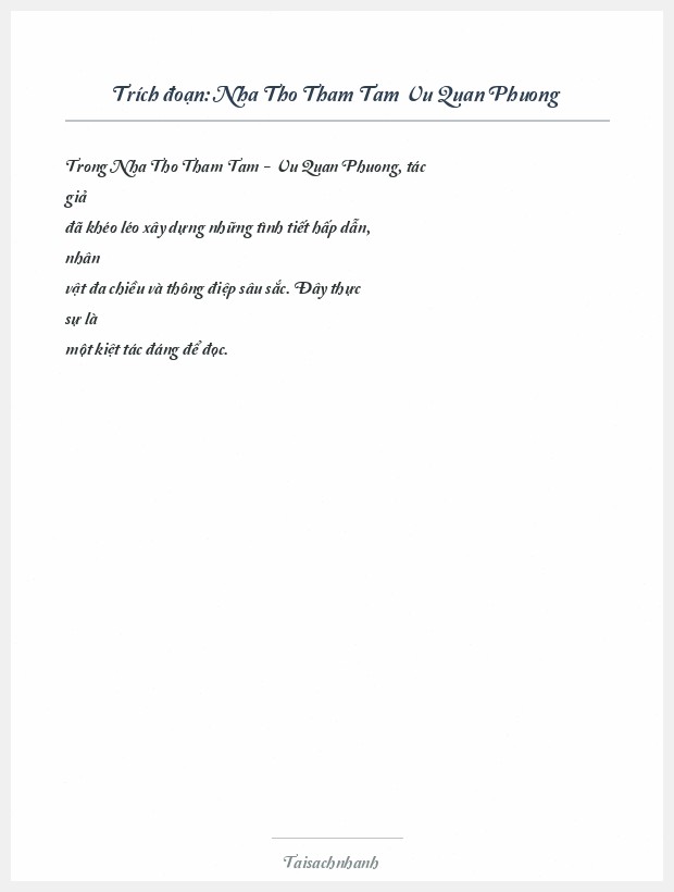 Trích đoạn Nha Tho Tham Tam Vu Quan Phuong
