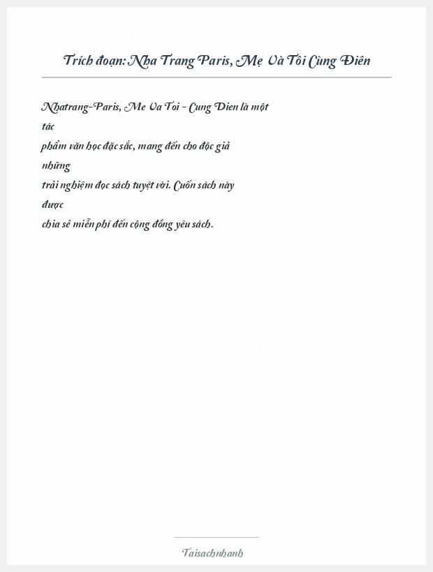 Trích đoạn Nha Trang Paris, Mẹ Và Tôi Cùng Điên