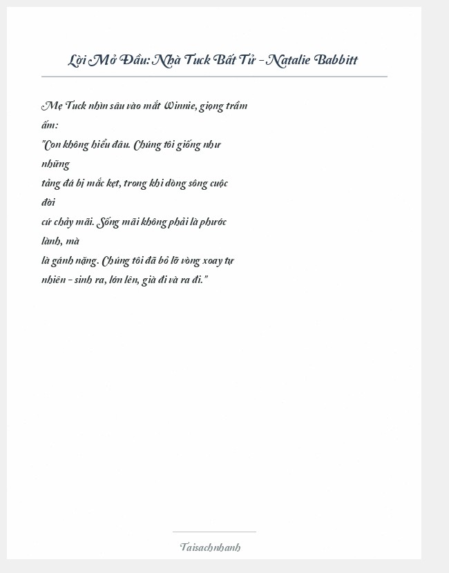 Trích đoạn Nhà Tuck Bất Tử - Natalie Babbitt