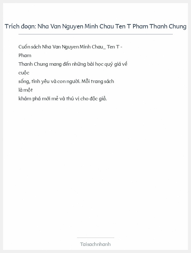 Trích đoạn Nha Van Nguyen Minh Chau Ten T Pham Thanh Chung