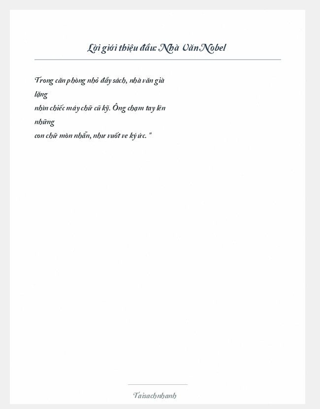 Trích đoạn Nhà Văn Nobel
