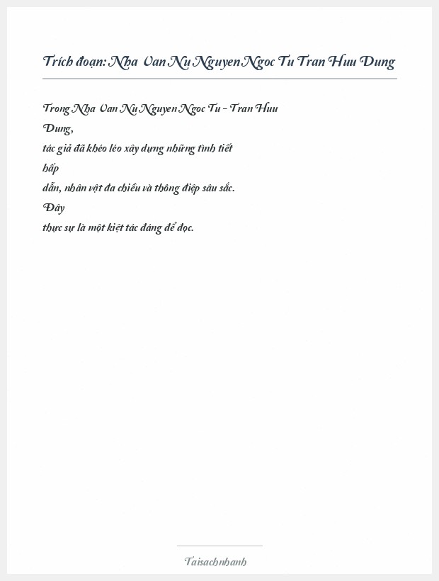 Trích đoạn Nha Van Nu Nguyen Ngoc Tu Tran Huu Dung