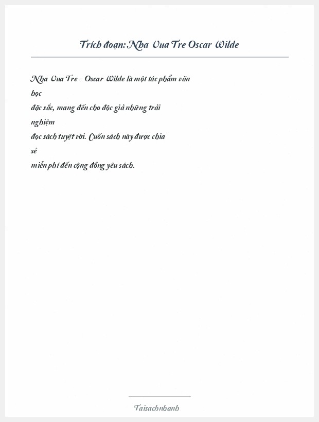 Trích đoạn Nha Vua Tre Oscar Wilde