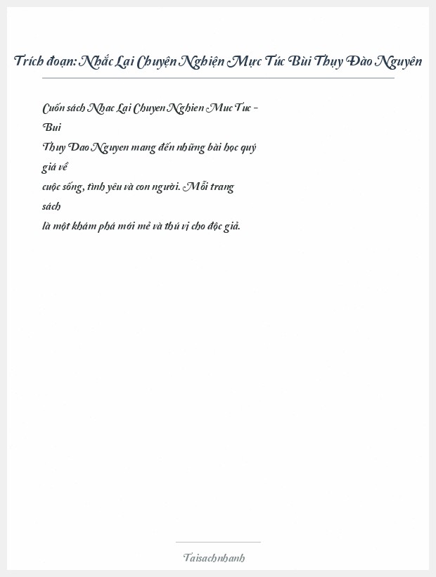 Trích đoạn Nhắc Lại Chuyện Nghiện Mực Túc Bùi Thụy Đào Nguyên