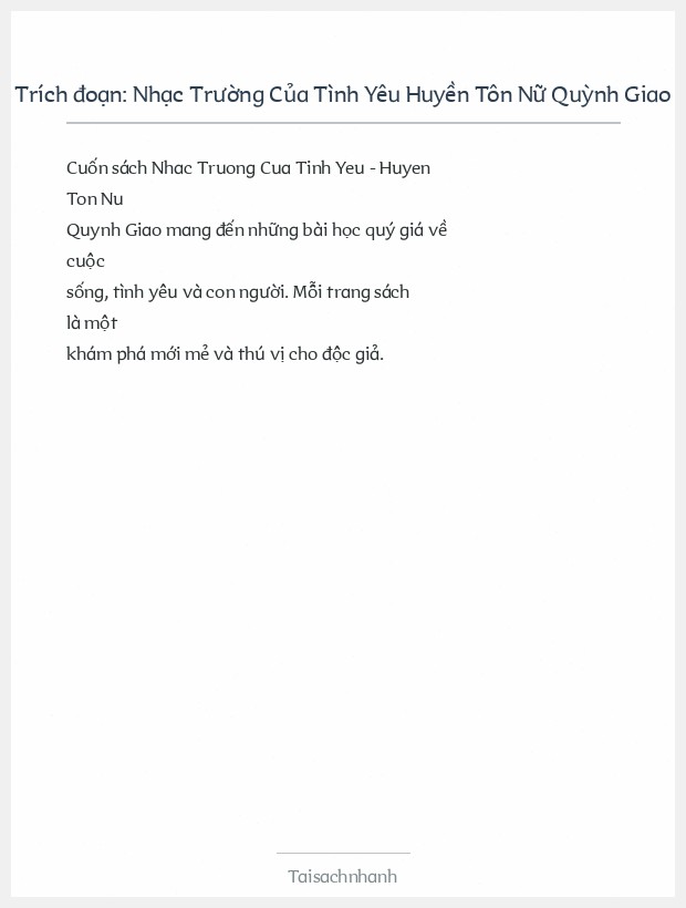 Trích đoạn Nhạc Trường Của Tình Yêu Huyền Tôn Nữ Quỳnh Giao