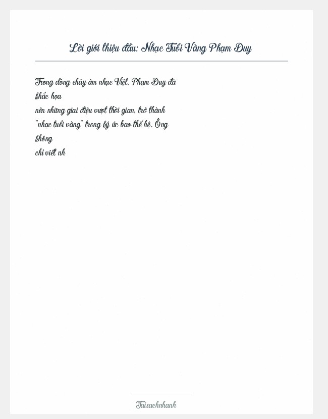 Trích đoạn Nhạc Tuổi Vàng Phạm Duy