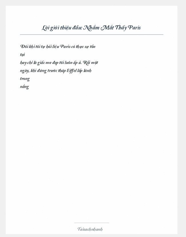 Trích đoạn Nhắm Mắt Thấy Paris