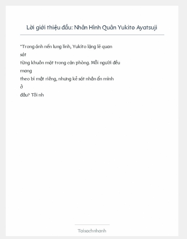 Trích đoạn Nhân Hình Quân Yukito Ayatsuji