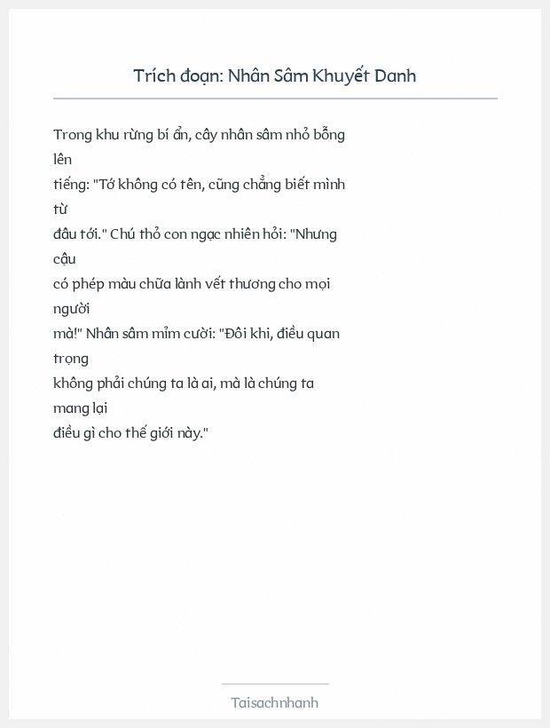 Trích đoạn Nhân Sâm Khuyết Danh